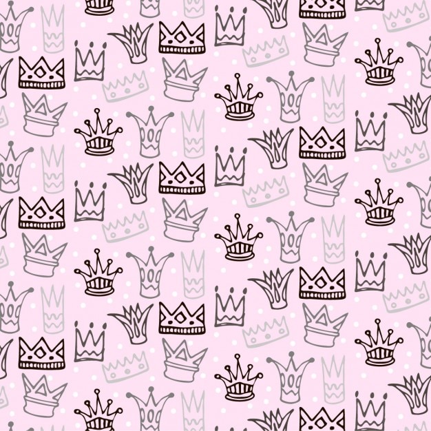 Free vector pattern with hand drawn crowns