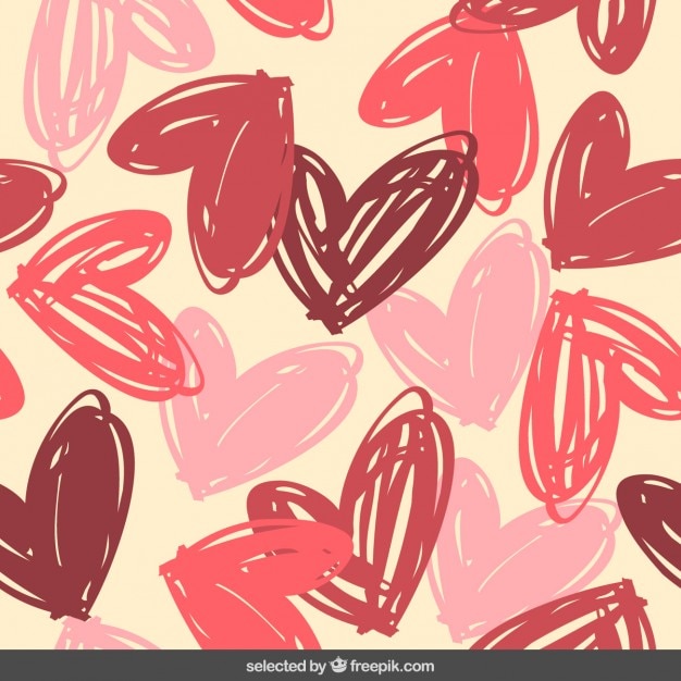 Free vector pattern with hand drawn hearts