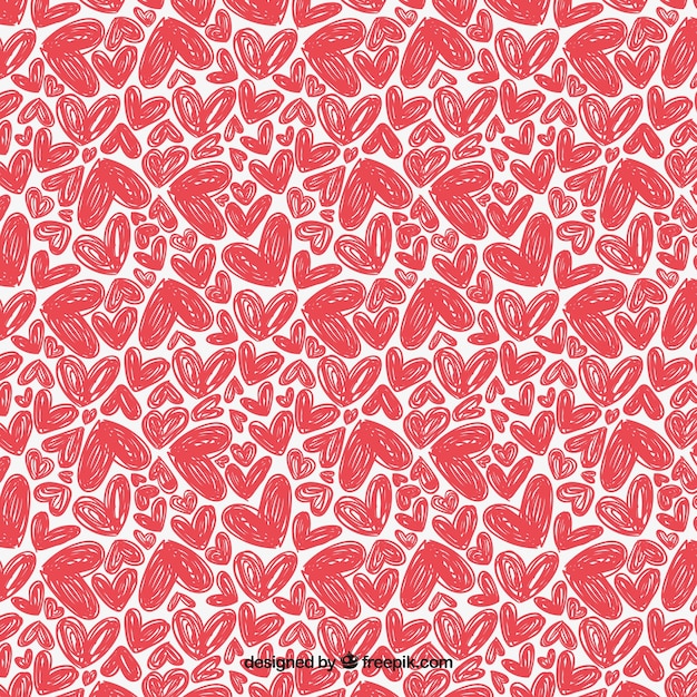 Free vector pattern with hand drawn hearts