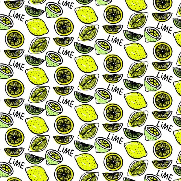 Free Vector pattern with hand drawn limes