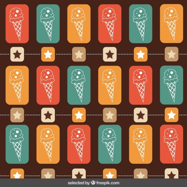 Free vector pattern with ice creams and stars