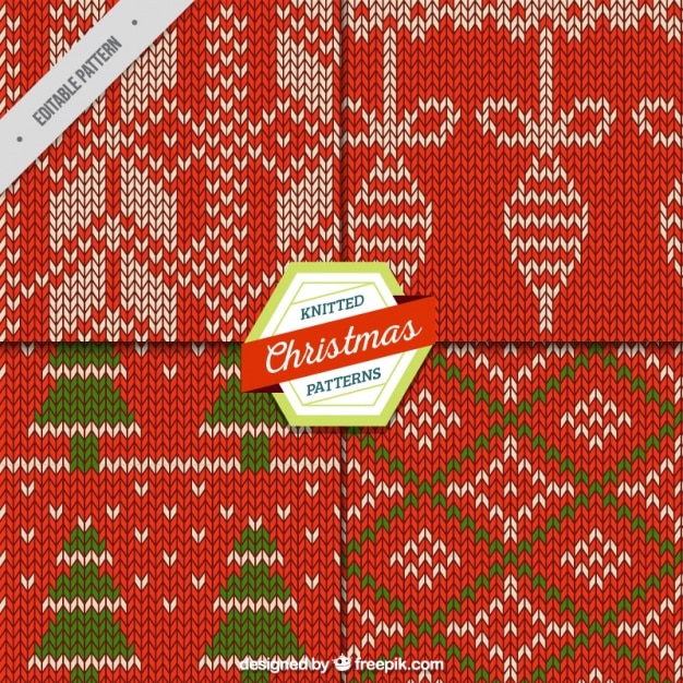 Free Vector pattern with knitted christmas decoration 