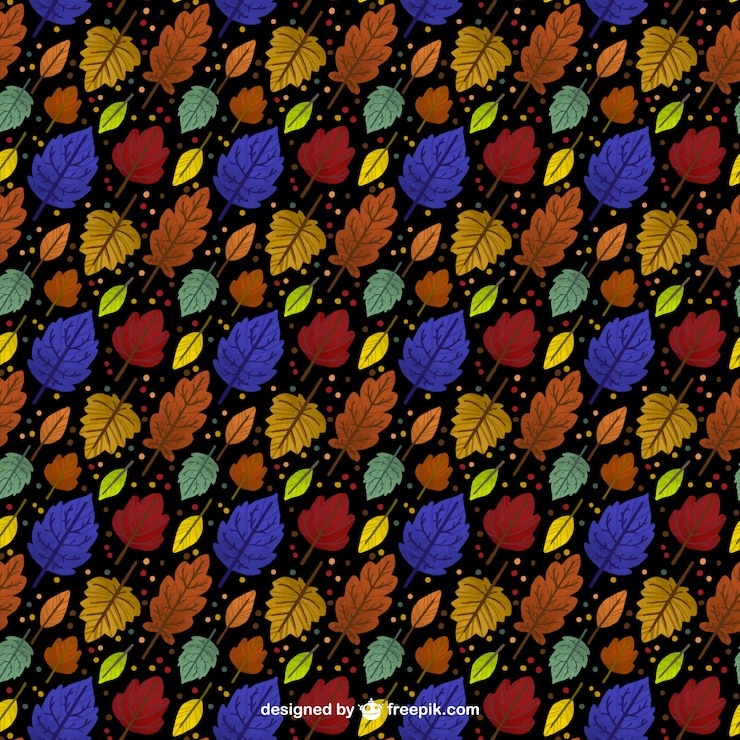 Free Vector pattern with leaves of different colors for fall