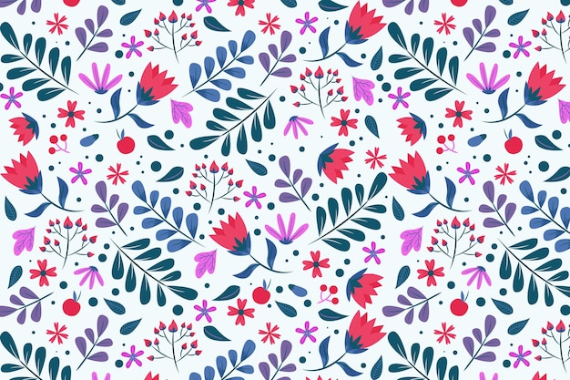 Pattern with leaves and flowers