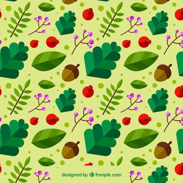 Free vector pattern with leaves and fruits of autumn