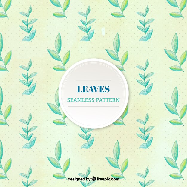Pattern with leaves in green tones