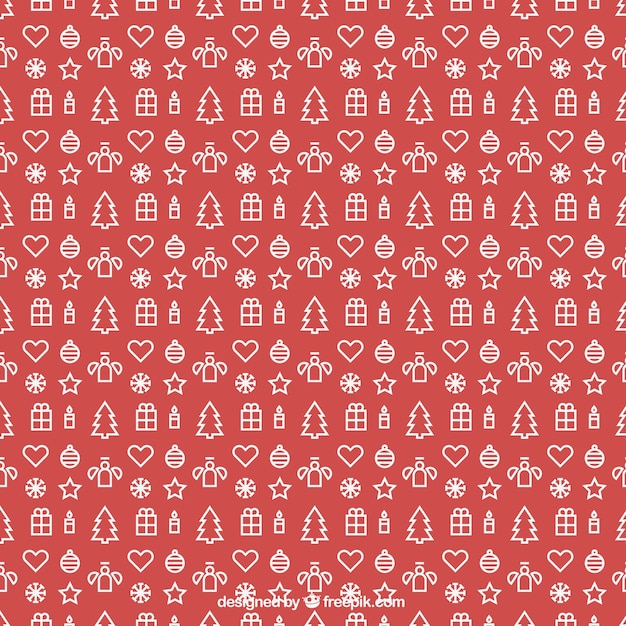 Pattern with outlined christmas decorations