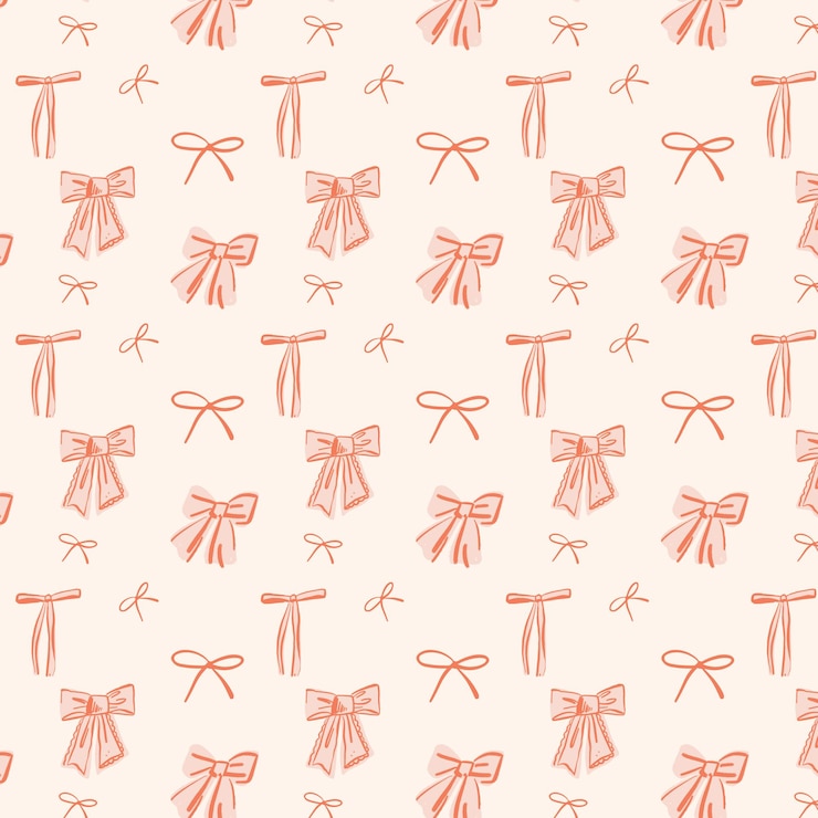 a pattern with red bows and a ribbon with a bow on it