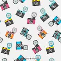 Free vector pattern with retro cameras