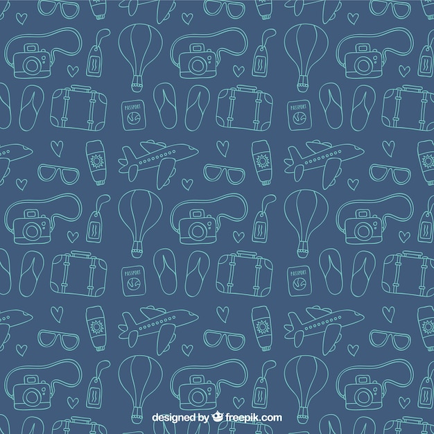 Pattern with sketchy travel elements