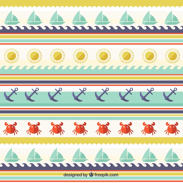 Free vector pattern with summer and sailor elemments