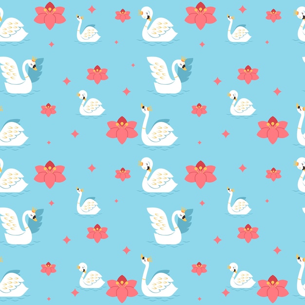 Free vector pattern with white swan and crown