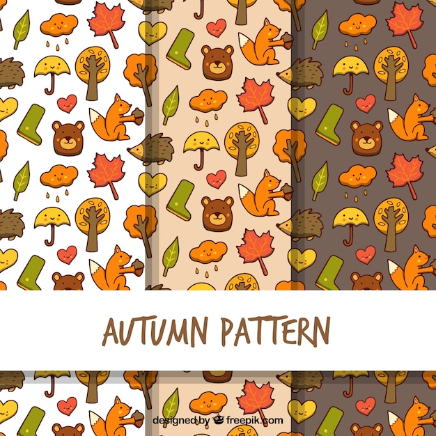 Free vector patterns of autumn drawings