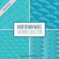 Free vector patterns collection of hand-drawn waves