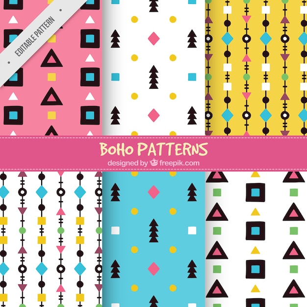 Free vector patterns of colored geometric shapes