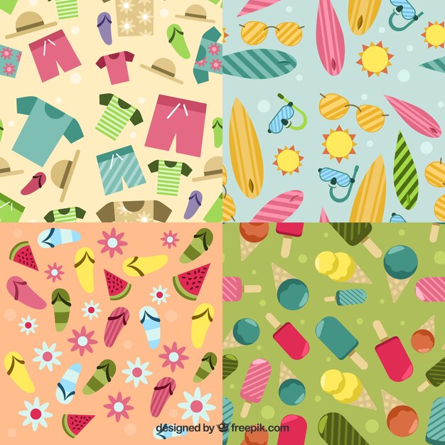 Patterns of colorful summer objects