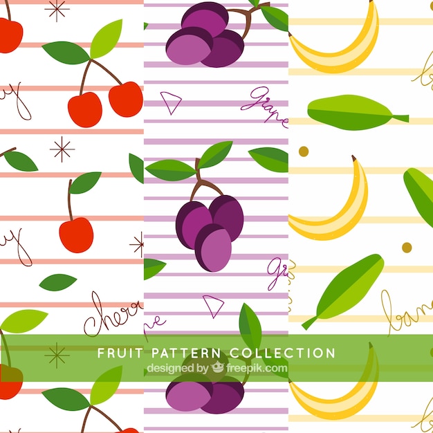 Patterns of fruits and lines