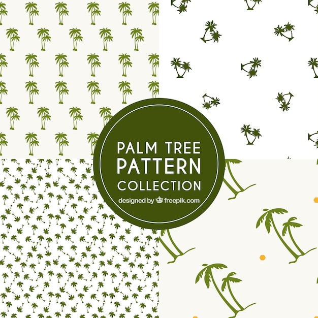 Free vector patterns of green palm trees collection