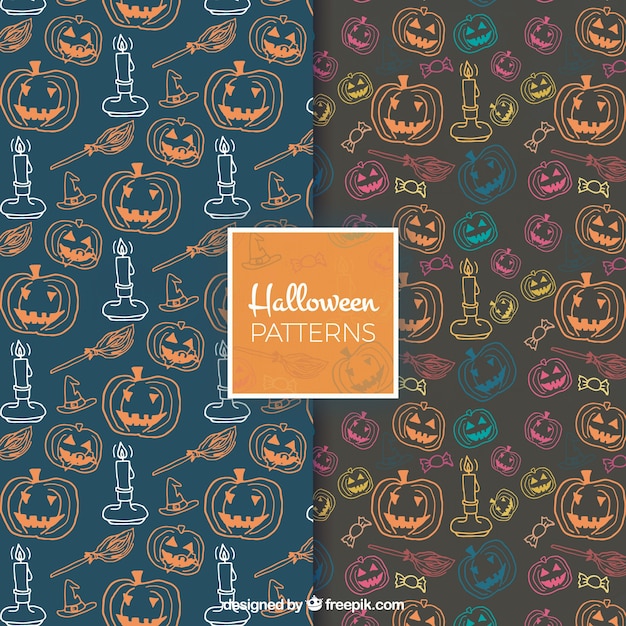 Free Vector patterns of halloween drawings