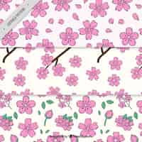 Free vector patterns of hand-drawn cherry blossoms