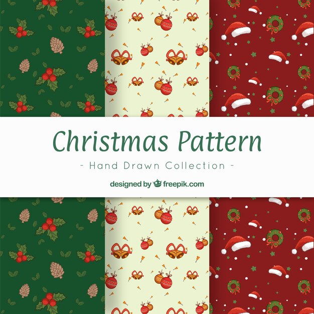 手描きのクリスマスの要素のパターン