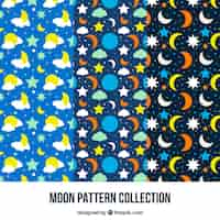 Free vector patterns of moons and stars