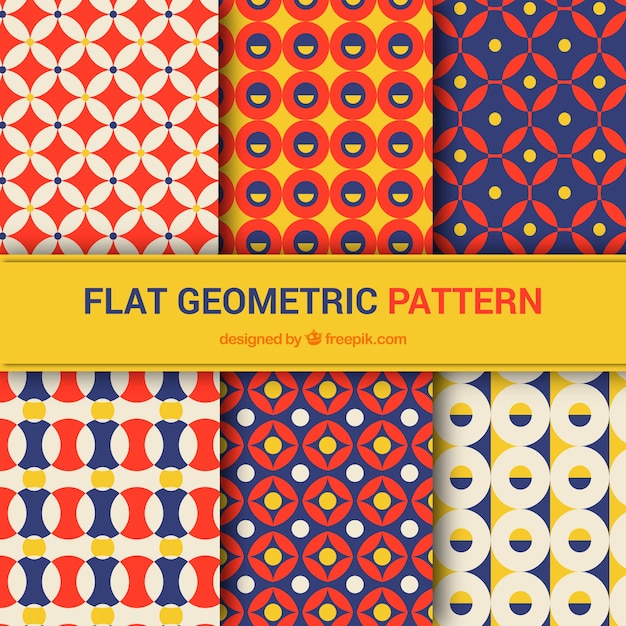 Free vector patterns set of geometric shapes in flat design