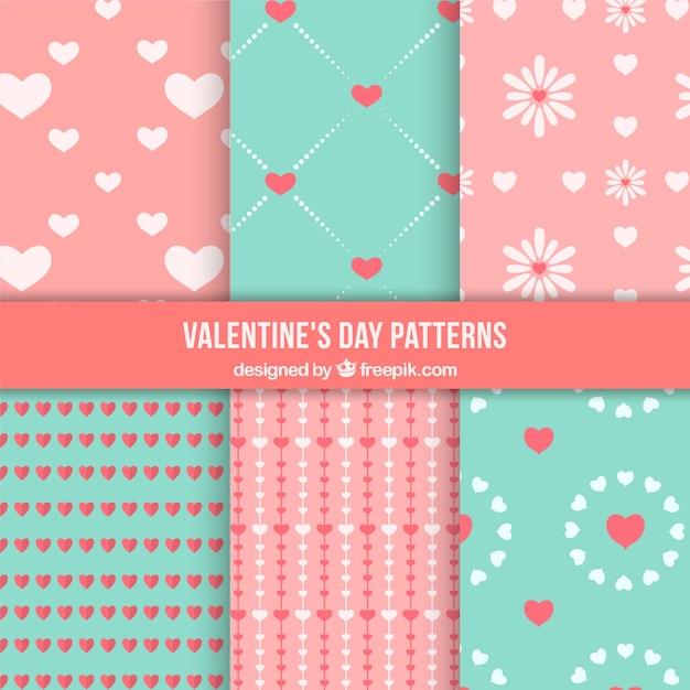 Free Vector patterns for valentine's day in pastel colors
