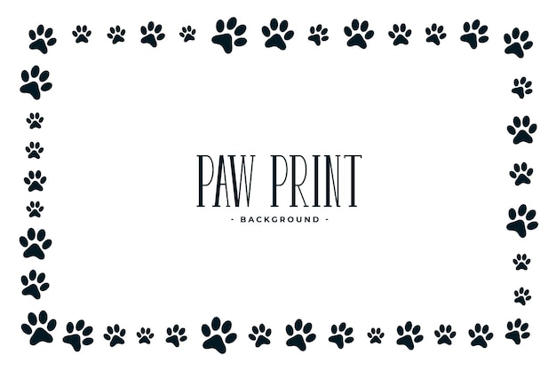 Paw print frame on white background