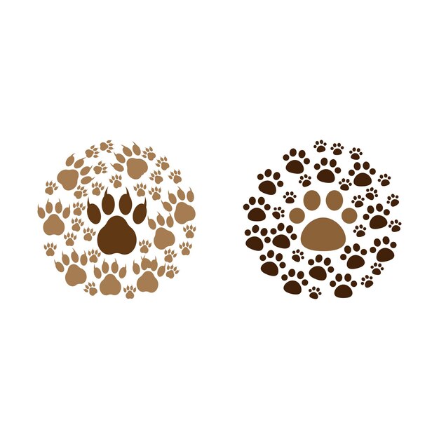 Paw print icon design set bundle template isolated