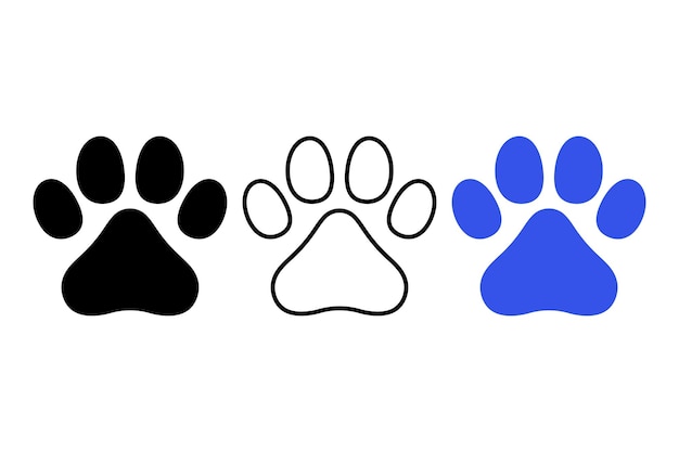 Free vector paw print outline flat and glyph