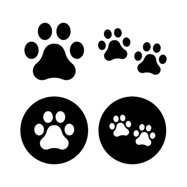 Free vector paw print set silhouette