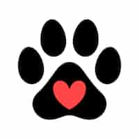 Free vector paw print with heart