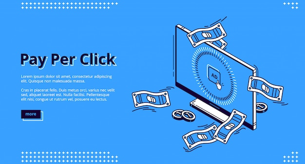 Free vector pay per click advertising isometric  web banner