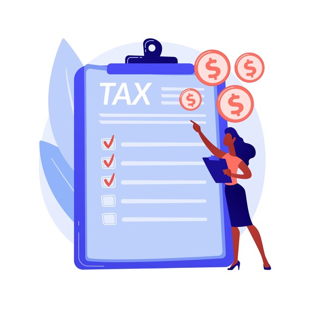 Paying taxes. Receipt with cost. Bill payment, receiving invoice, economic report. Budget accounting. Loan and credit management. IRS form. Vector isolated concept metaphor illustration.