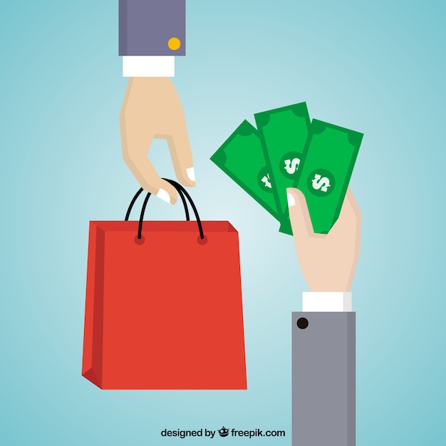 Free vector payment background with red bag