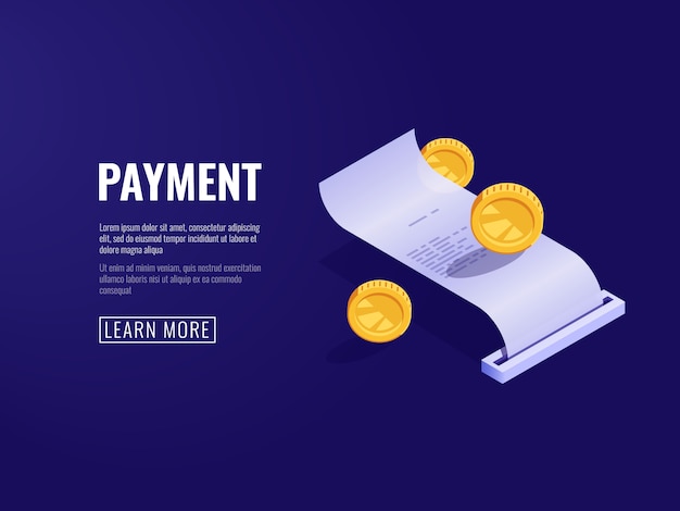 Бесплатное векторное изображение Квитанция об оплате, расчет заработной платы, электронный счет, концепция покупки онлайн