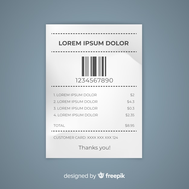 Free vector payment receipt template with flat design