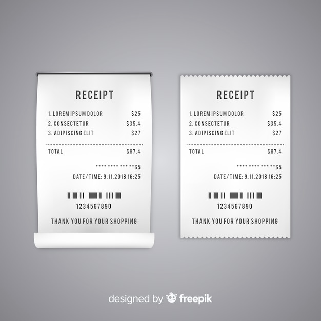 Free vector payment receipt template with flat design
