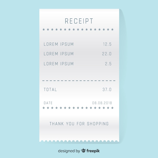 Free vector payment receipt template with flat design