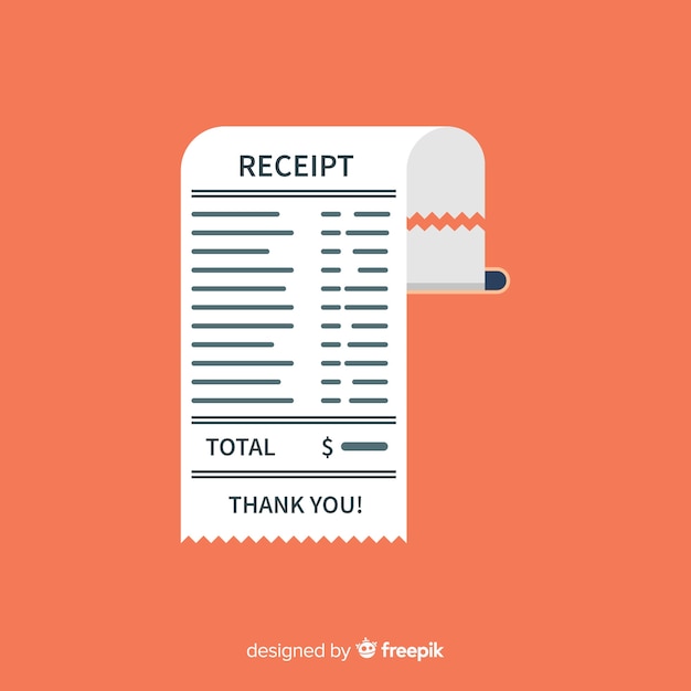 Free vector payment receipt template with flat design