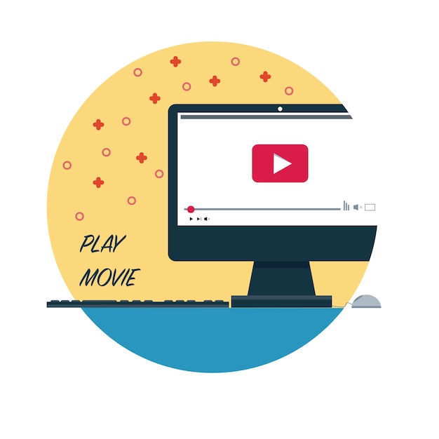 Pc play movie vector