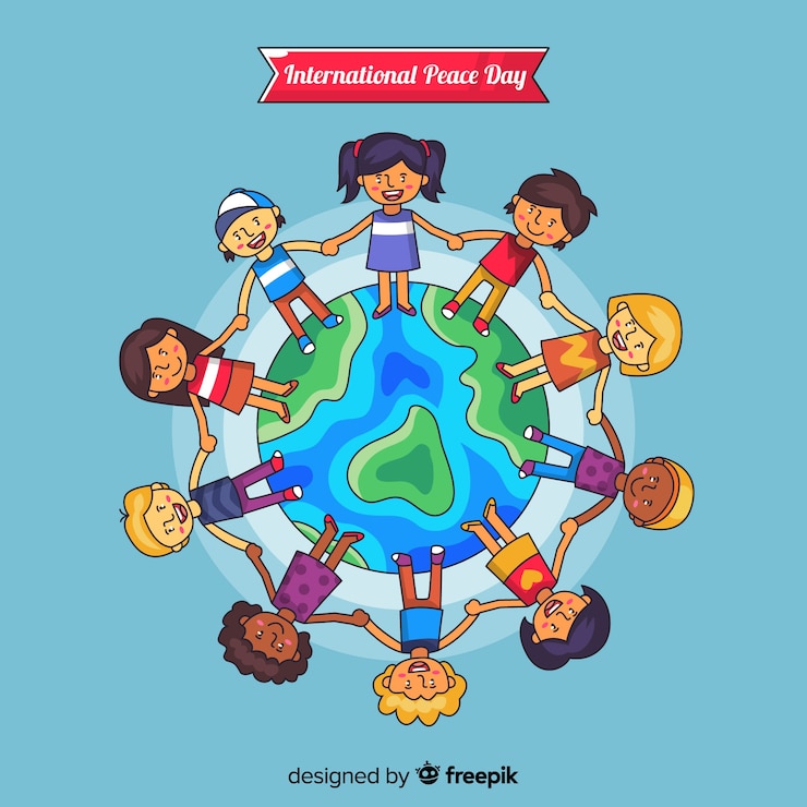 Free Vector peace day background with children