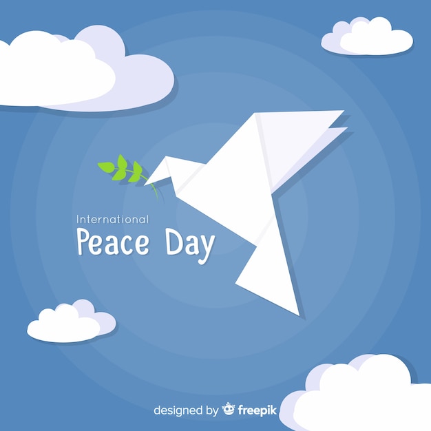 Peace day background with modern origami dove