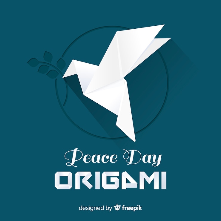 Free Vector peace day background with origami dove