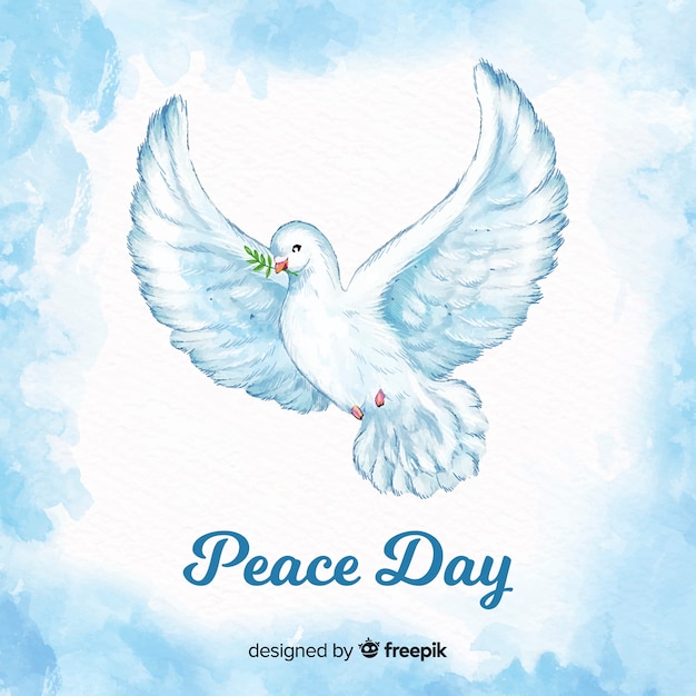 Peace day background with watercolor  dove