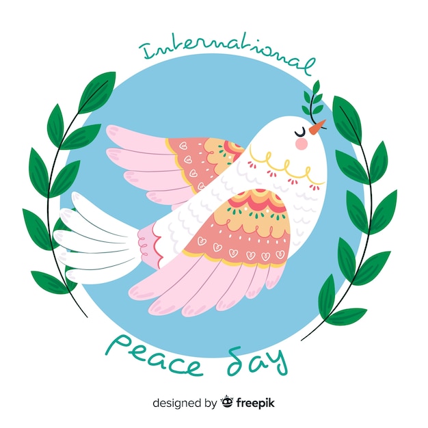 Free vector peace day background with white dove