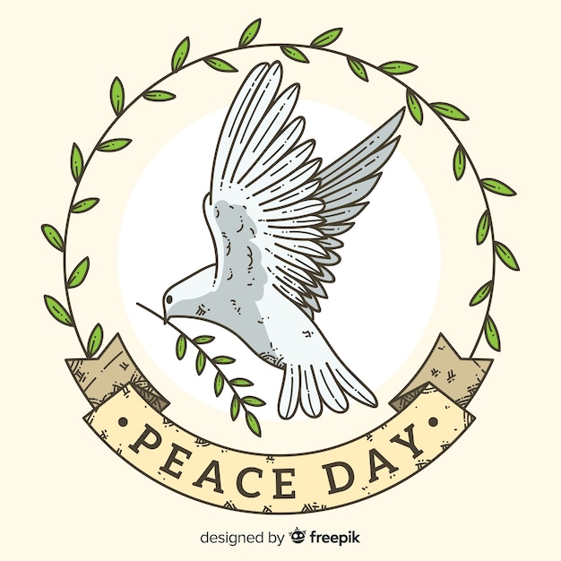 Free vector peace day background with white dove