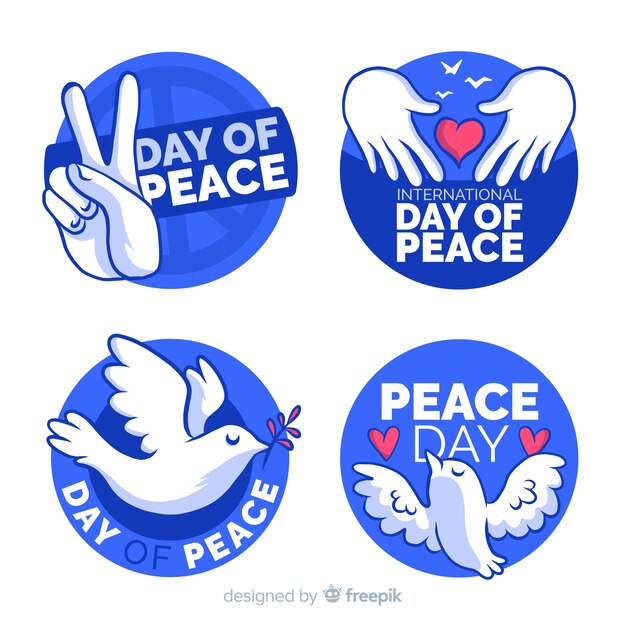 Peace day badge collection with flat design