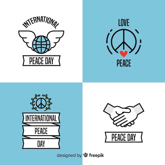 Peace day badge collection with flat design